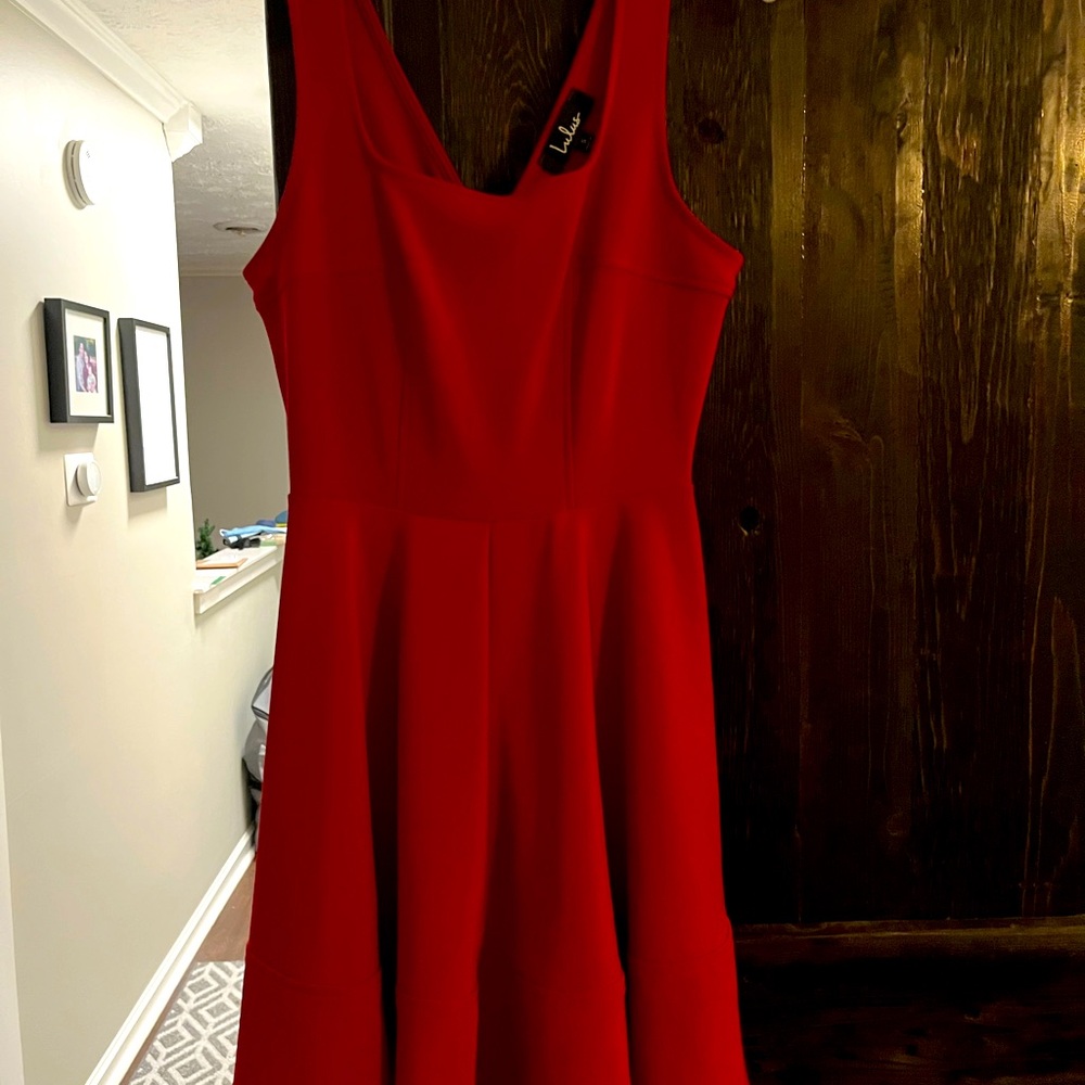 Lulu's Red V-Neck Fit and Flare Mini Dress